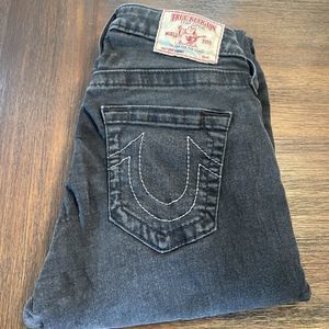 True Religion Jeans Women Size 28 Black Stretch Denim Skinny Low Rise 29 Inseam